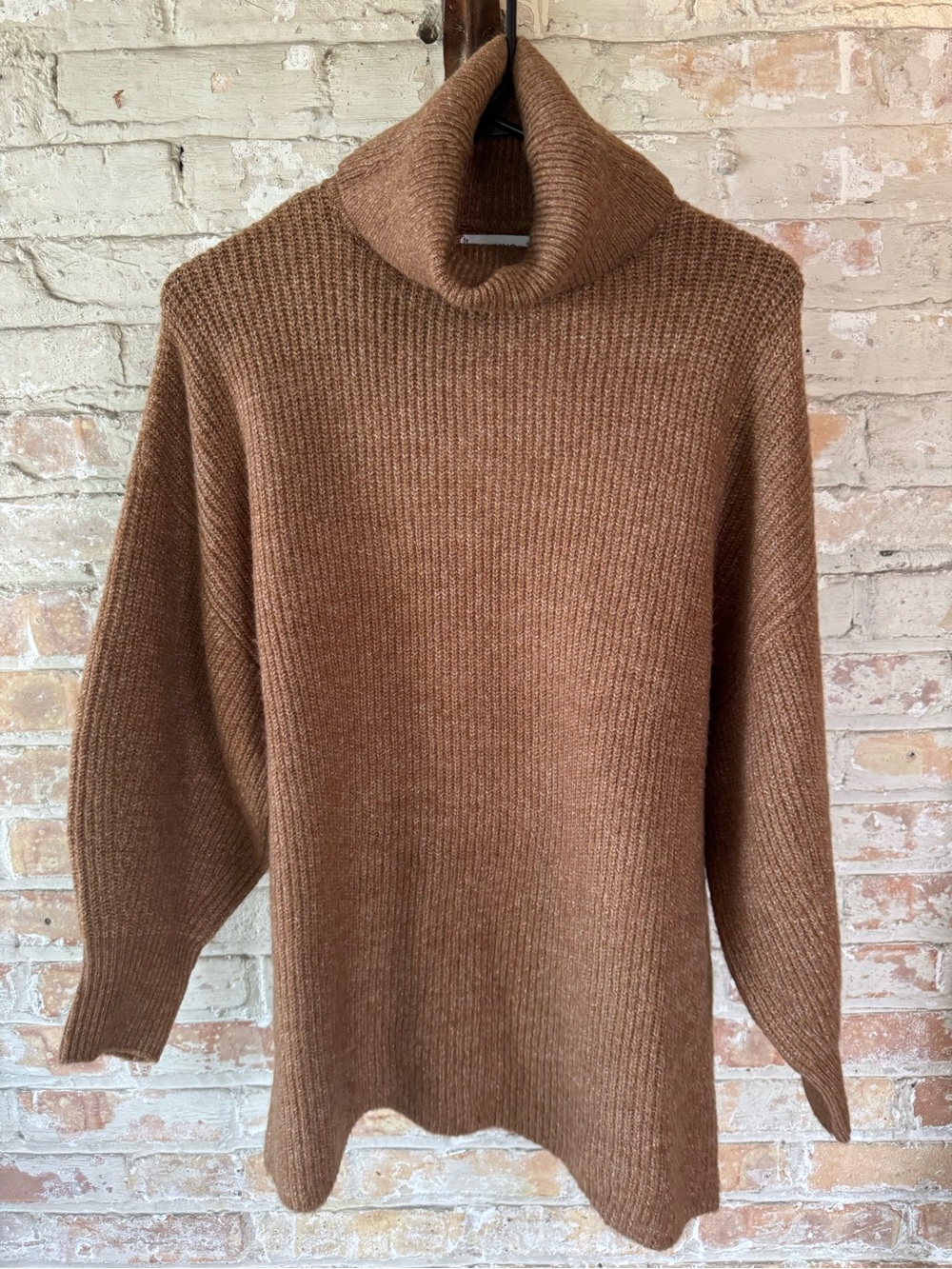 Mango Brown Ribbed Turtleneck Sweater